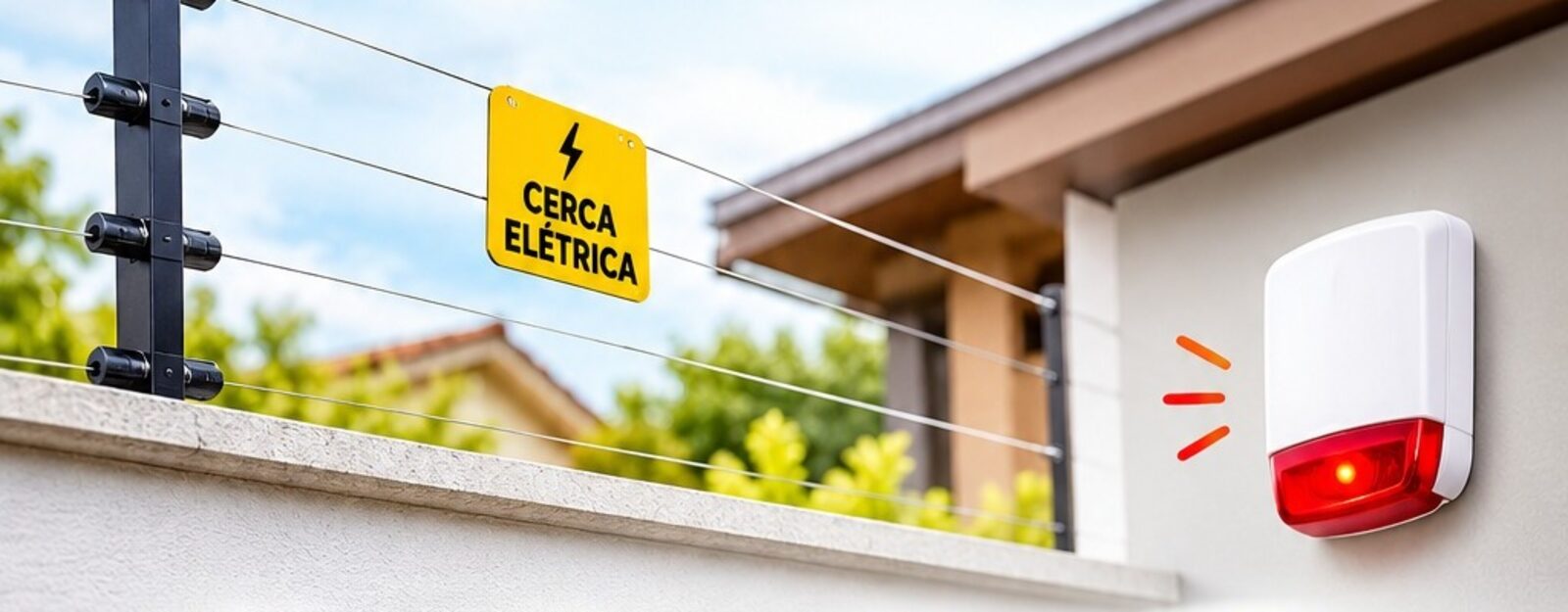 Técnico da GKF Soluções instalando câmera de segurança em residência em Resende, RJ